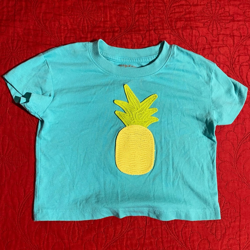 Cat & Jack Turquoise Tee with Yellow Pineapple